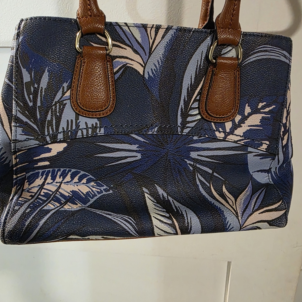 Nanette Lepore Blue and Brown Floral Shoulder Bag